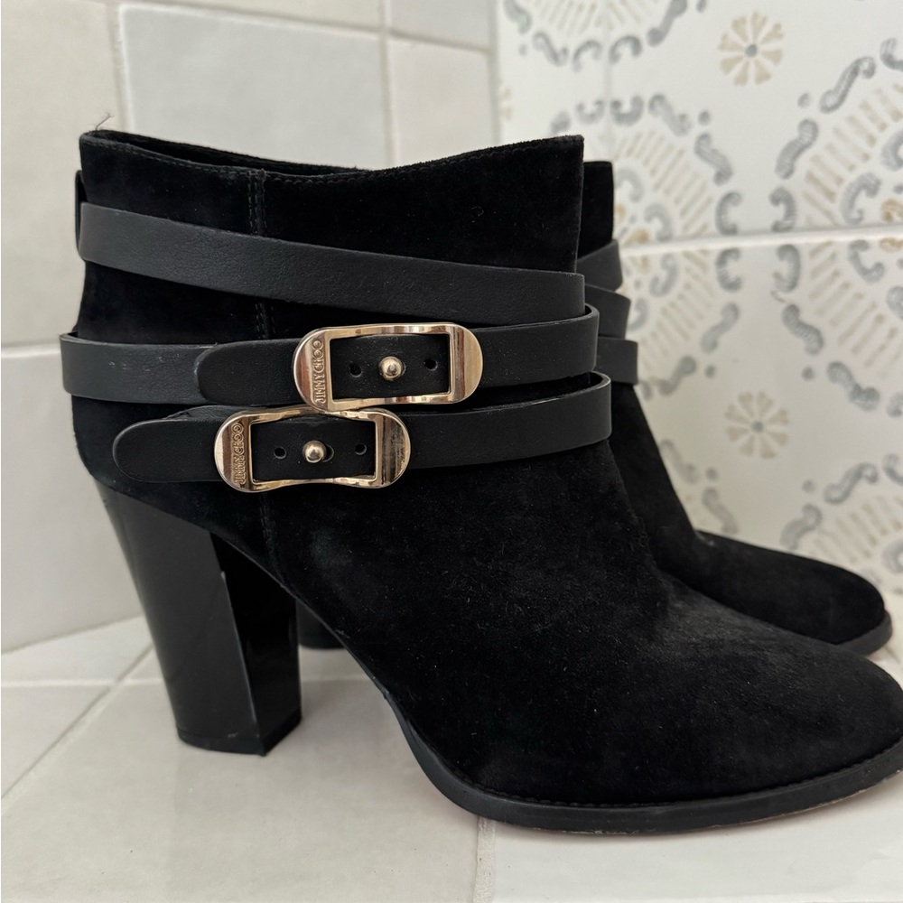 Jimmy Choo Black Booties with Chunky Heel